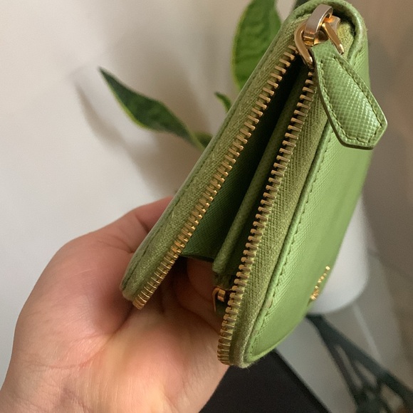 Prada Green Saffiano Leather Zip Around Wallet - Picture 8 of 8